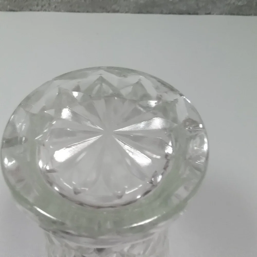 Vintage Clear‎ Pressed Glass Bud Vase Diamond Cut Pattern Flared Rim 5.5 Inch